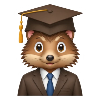 A hedgehog student dressed in a suit and wearing a square academic cap. sticker