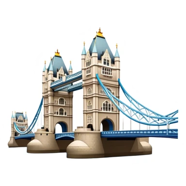 Cinematic Realistic Tower Bridge Landmark Emoji, depicted with iconic Victorian architecture spanning the River Thames, rendered with lifelike textures and dramatic natural lighting that captures its majestic presence. sticker