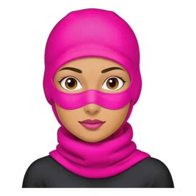 confident woman hustler wearing a bright pink balaclava, business entrepreneur, ambitious sticker
