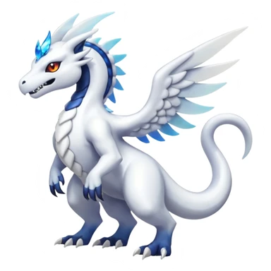 White iridescent Reshiram-Salandit-Absol-Shinx-fusion-hybrid, full body sticker