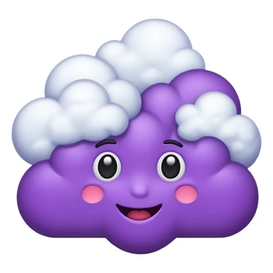 Purple emoji with clouds sticker