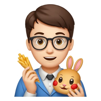 nerd face emoji eats coderabbit logo in emoji style sticker