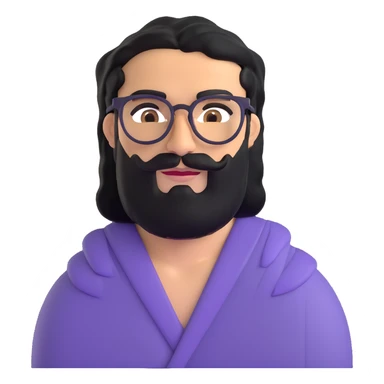 middle eastern man with medium length black beard, black hair, thick connected unibrow, tan skin, brown eyes, wearing glasses sticker