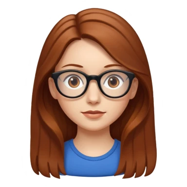 White girl with long chestnut hair and brown eye glasses  sticker