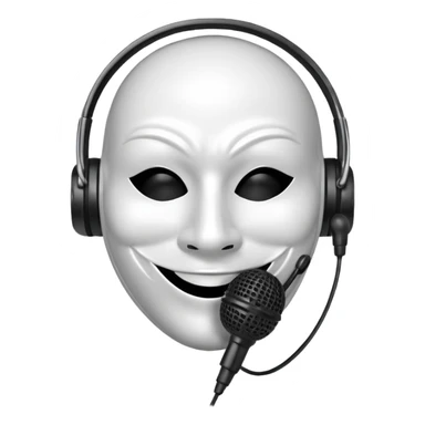 smiling mask with a microphone sticker
