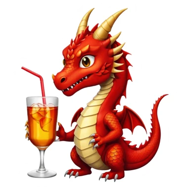 red dragon holding a drink sticker