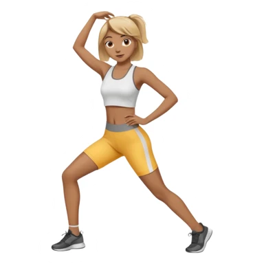 light brown skin girl with medium blonde hair and ash highlights, exercise pose, minimalistic background sticker