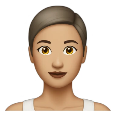 30 year old woman shaved head brown hair olive skin make up  sticker