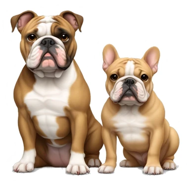 Light Brown New englisch Bulldog sitting next to dark frenchie sticker