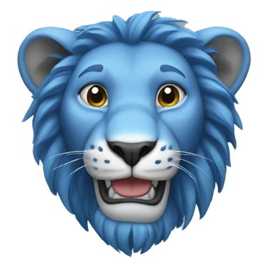head of a blue lion smiling sticker