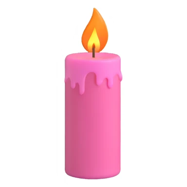 A pink candle with a flame on it, viewed from top to down. sticker
