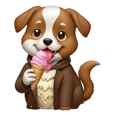 Dog eating ice cream sticker