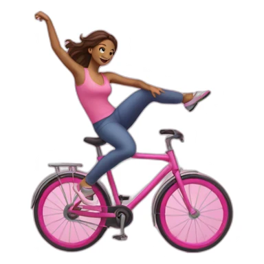 Dancing brunette in pink bicycles sticker