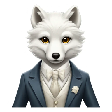 arctic fox, fancy artdeco suit sticker