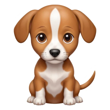Dachshund beagle chihuahua mix puppy that’s mostly white with brown and dark brown patches and a birth mark on his nose sticker