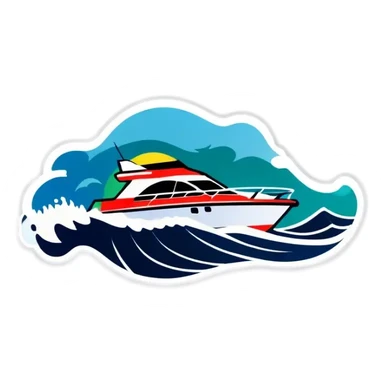 recreational boat in waves sticker