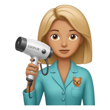 Parrucchiera con il phon in mano e la scritta coiffeur assunta sticker