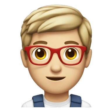 white nerd with short brown hair and big red heart sticker