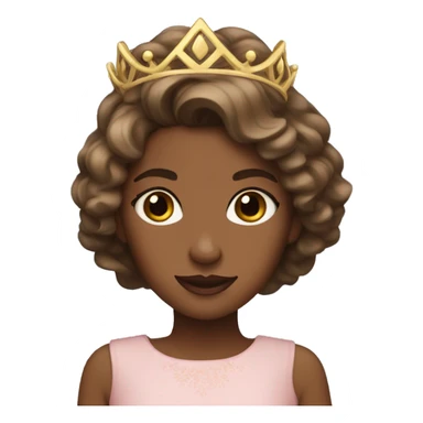 Princess with brown wavey hair and brown skin sticker