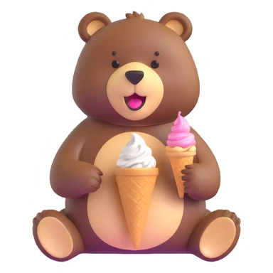 bear eating ice cream sticker