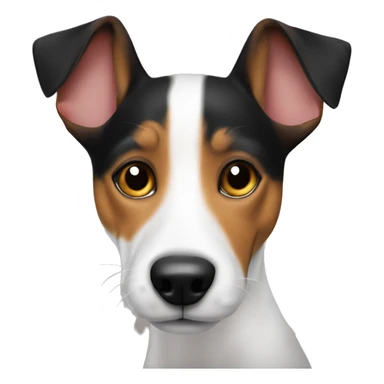 A genale jack russel terrier with a black cat sticker