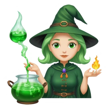 green witch cooking potion sticker