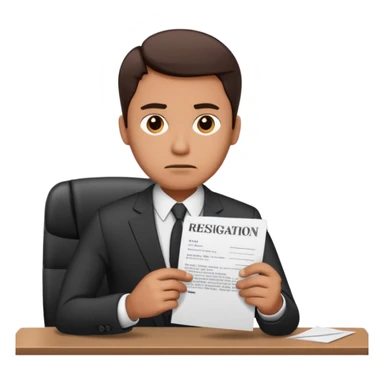 Man in work office resignation  sticker