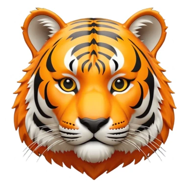Create a highly polished, 3D game UI–style illustration of a  TIGER HEAD sticker
