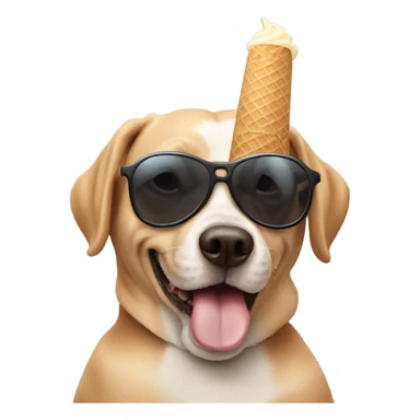 dog with sunglasses and ice cream sticker