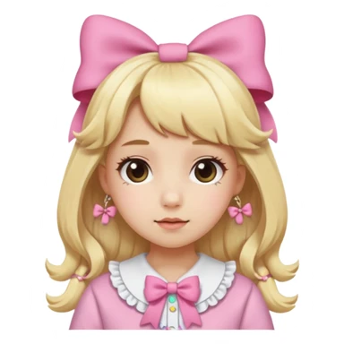 A girl dressed in kawaii clothes with lots of bows and she has blonde hair sticker