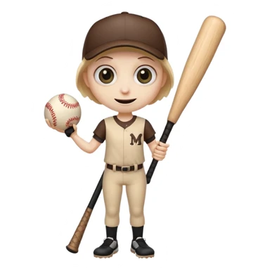 creepy long stump character with arms and legs holding a baseball bat big eyes creepy grin inspired by the uploaded image emoji style sticker