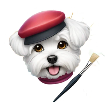 Maltese bichon working as a painter sticker