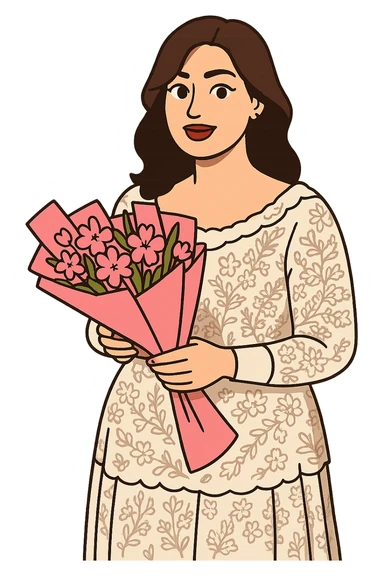 Create a cartoon sticker in Flat Toon style with a greeting pose, transparent background. sticker