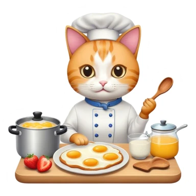 Cat cooking breakfast sticker