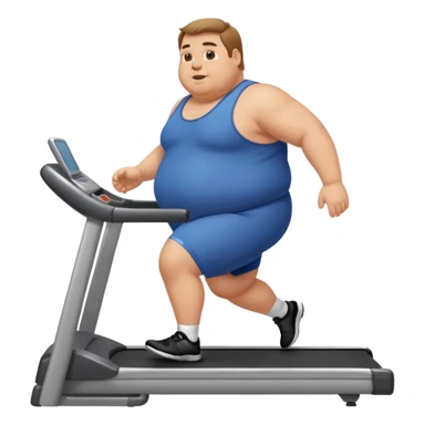 fat man on treadmill wearing spandex sticker