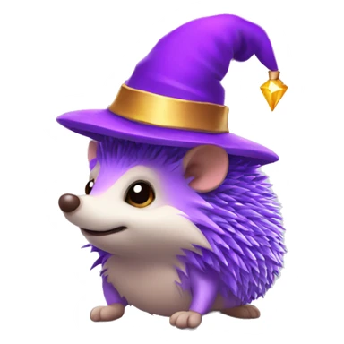 Purple hedgehog with wizard hat sticker
