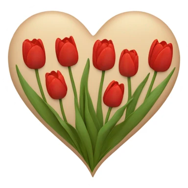 beige heart with tulips red sticker