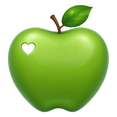 create a green apple that is shaped like a heart sticker