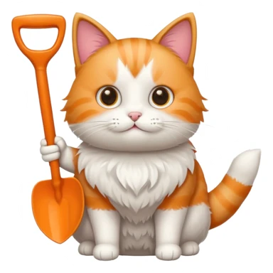 A very cute cat holding a toilet shovel sticker
