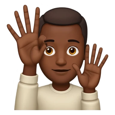 dark-skinned man with an open hand seven fingers visible emoji style sticker