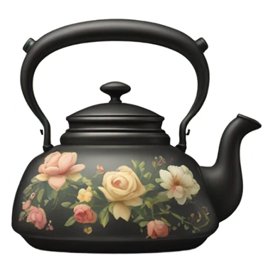 Vintage kettle with flower design sticker