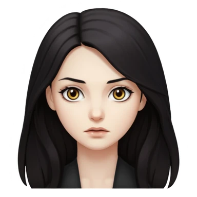 Mysterious, intense stare, hard to read but magnetic. woman long hair
more dinamic emoji  sticker