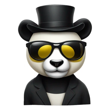 Panda bear with a black hat and yellow sunglasses  sticker
