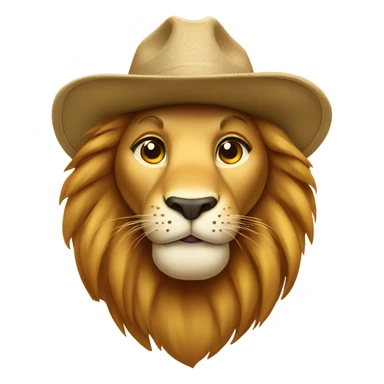 A sweet lion wearing a safari hat sticker
