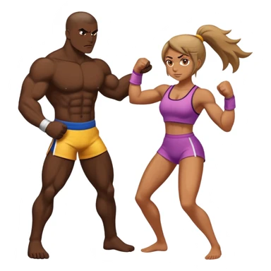 Tan girl fighting a dark guy, full body  sticker