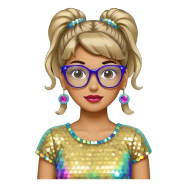 80'S DICO GIRL WITH GLASSES sticker