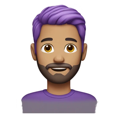 white guy, purple hair fade, brown short beard sticker