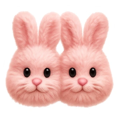 Make the light pink bunny slippers look extra fluffy in the style of emoji (apple style emojis). sticker