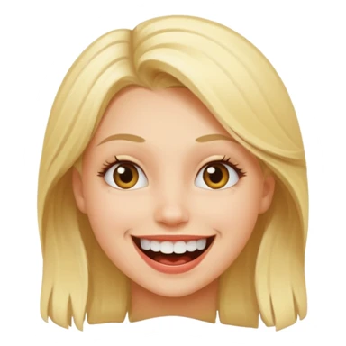 blond girl with crazy smile sticker
