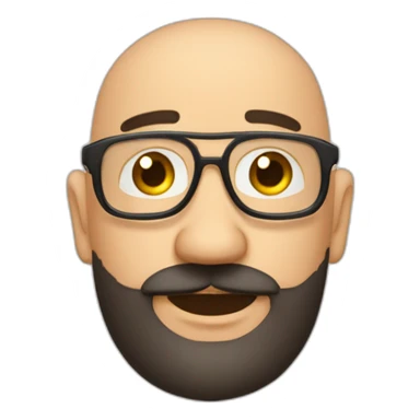 bald headed spanish guy chubby face full black beard and rimless round glasses sticker